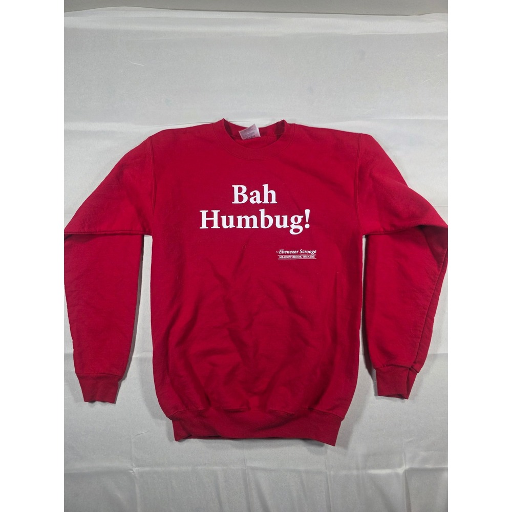 Port and Company Bah Humbug Ebenezer Scrooge Red Crewneck Sweatshirt Small